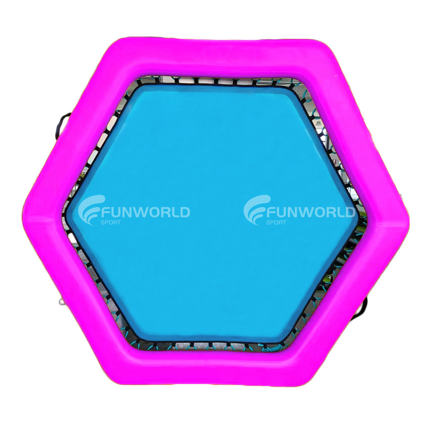 Funworldsport Inflatable Floating Hexagon Sunchill Floating Mat Hammock For Tanning Pool