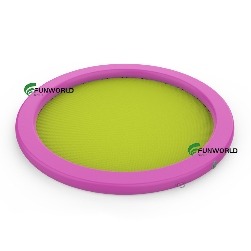 Funworldsport Customized stable inflatable Sunchill round water floating pad float ring with electric air pump