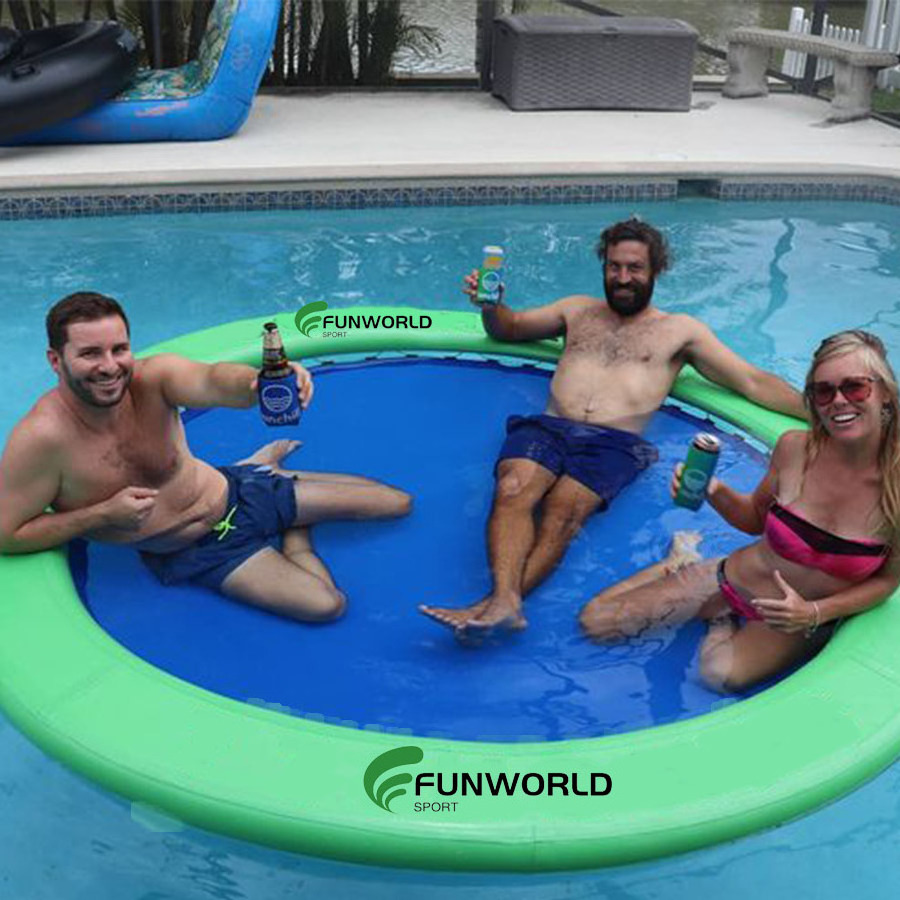 Funworldsport Inflatable Tanning Pool Lounger Floating Sunbathing Pool Sun Float Megachill Air Sun Pad