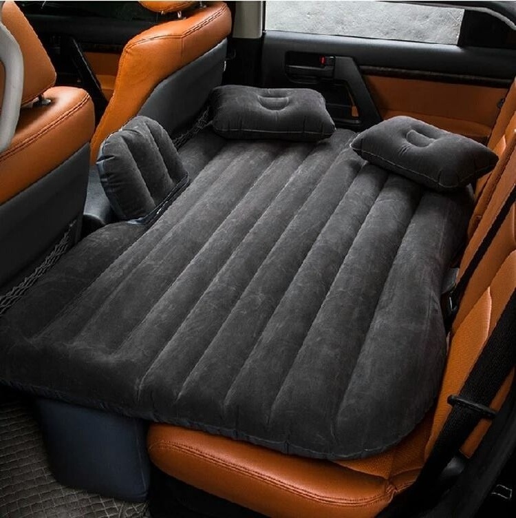 IFUNWOD Multifunctional Car Travel Inflatable Mattress Flocking Air Bed Universal Back Seat Extended Air Couch Two Pillow