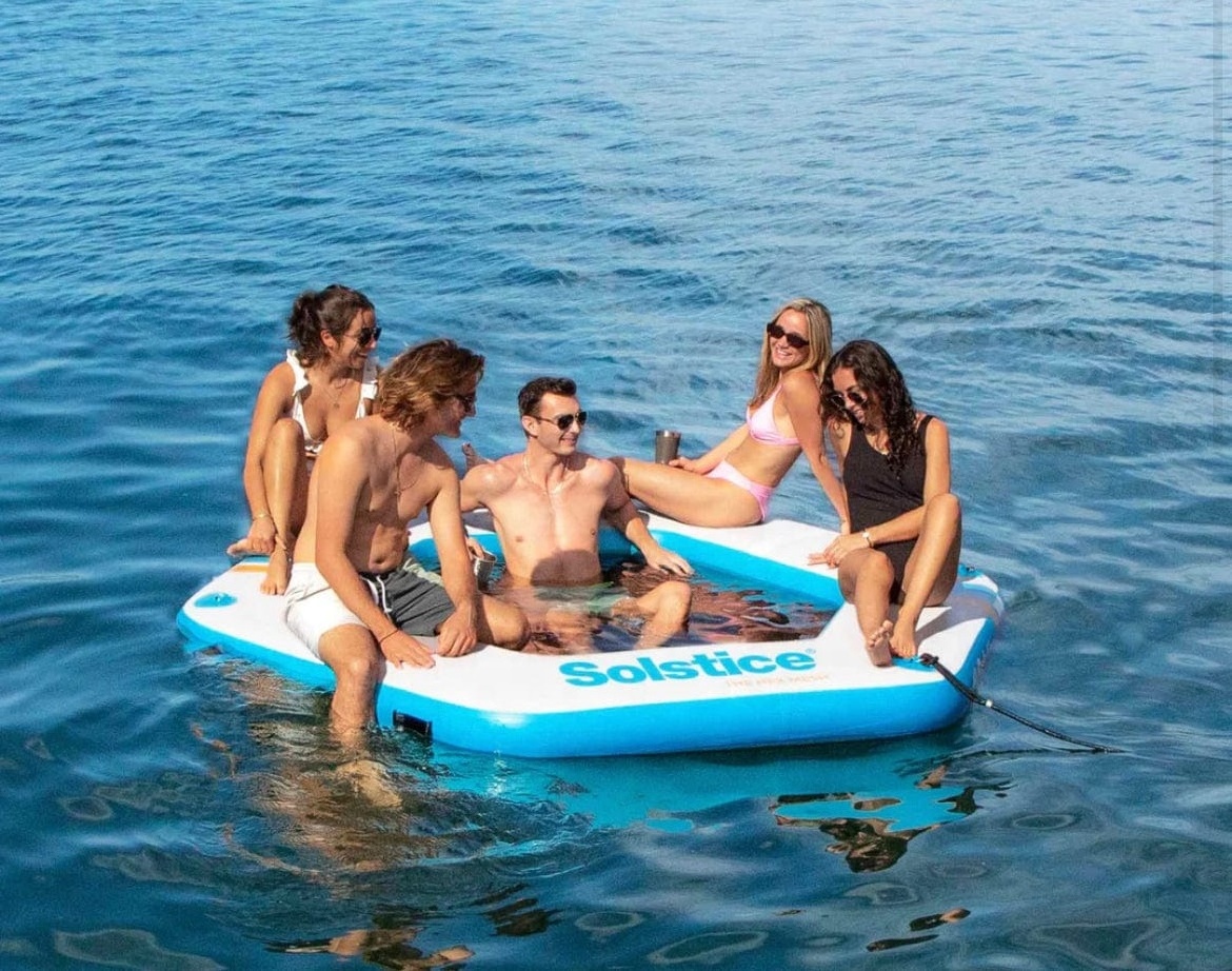 Funworldsport HEX Inflatable Floating Lounge Pool Float Water floating island Sun Pad