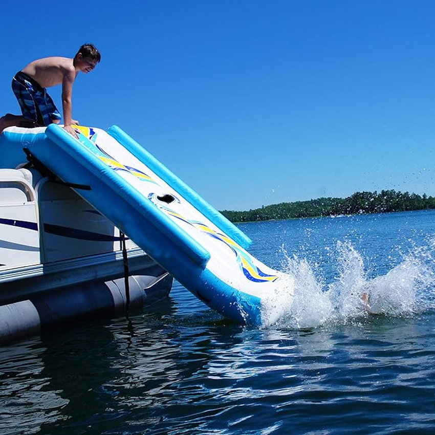 Inflatable Boat Ramp Dock inflatable pontoon boat slide with ramp inflatable water slide ...