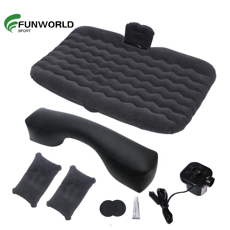 IFUNWOD Multifunctional Car Travel Inflatable Mattress Flocking Air Bed Universal Back Seat Extended Air Couch Two Pillow