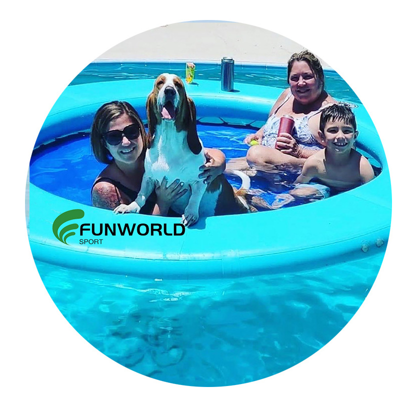 Funworldsport PVC Round Sunchill Inflatable Water Hammock Floating Mat Air Sun Pad