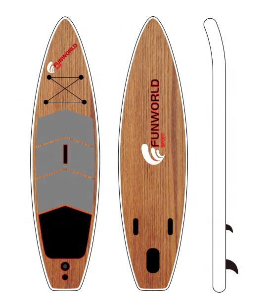 IFUNWOD Wood Grain Factory Sup Paddle Board For Ocean Lake Surf Sports in Stock