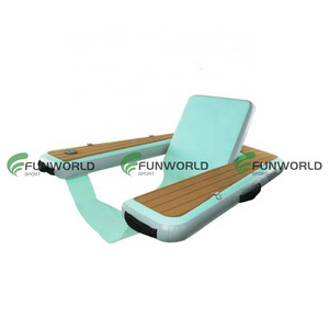 Funworldsport Outdoor Water Play Chair Inflatable Drop Stitch Floating Sofa Dock Single Seat