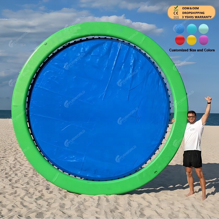 Funworldsport Water sport DWF Inflatable Floating Hexagon Round Sun Pad Water Float Hammock for Swimming Pool and Sea