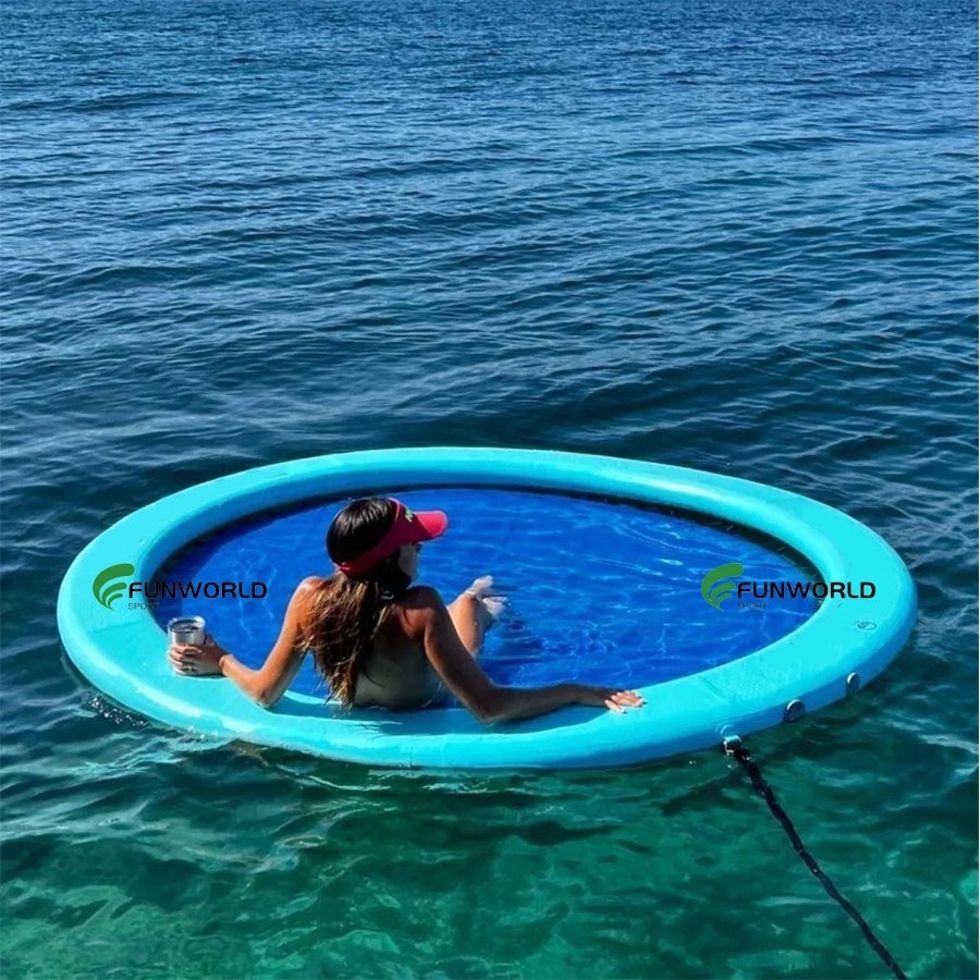 IFUNWOD DWF 7ft 8ft Inflatable Suntan Tanning Pool Lounge Float Sun Pad For The Sea With Net