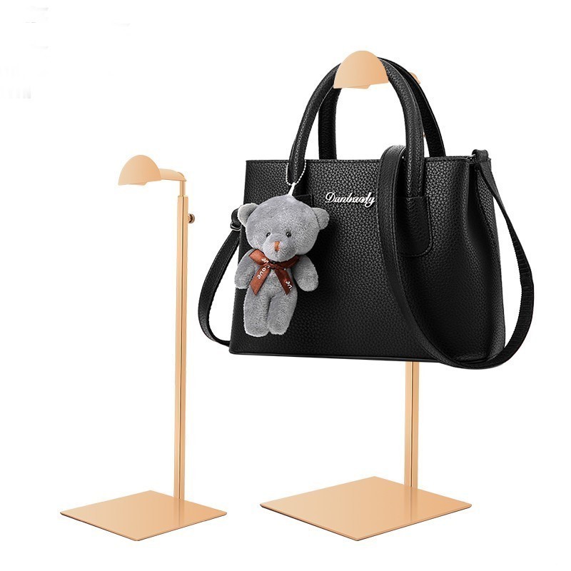 Custom Hanging Handbag Holder Metal Hand Bag Rack Luxury Gold Bag Display Stand For Shop