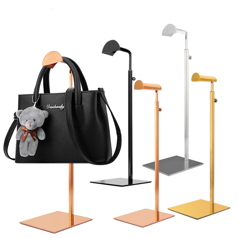 Custom Hanging Handbag Holder Metal Hand Bag Rack Luxury Gold Bag Display Stand For Shop