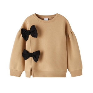 Autumn/Winter new design bowknot  with split fork to design  hoodie for girls