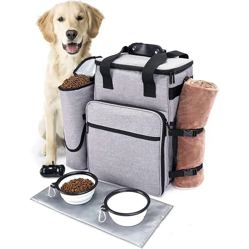 Multi Functional Portable Pet Dog Travel Shoulder Bag for Outdoor Traveling Hiking Backpack Dog Food Travel Sling Bag Kit