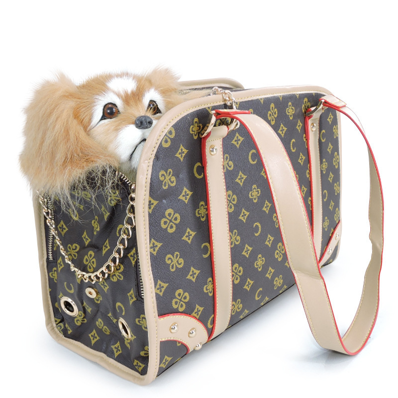 Pu dog cat luxury pet carrier studded handbag cat travel pet carrier tote bag dog carrier bag