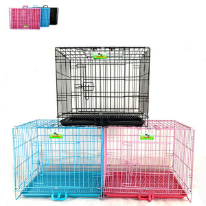 High Quality Double door Pet Dog Cage Folding Dog Crate  House Wire Pet crate with Tray