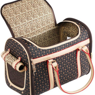 Luxury Breathable  Pet Handbag Shoulder Tote Folding Leather Dog Cat Pet Carrier Purse for Outside Travel