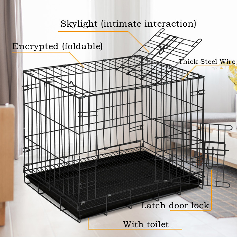 High Quality Double door Pet Dog Cage Folding Dog Crate  House Wire Pet crate with Tray