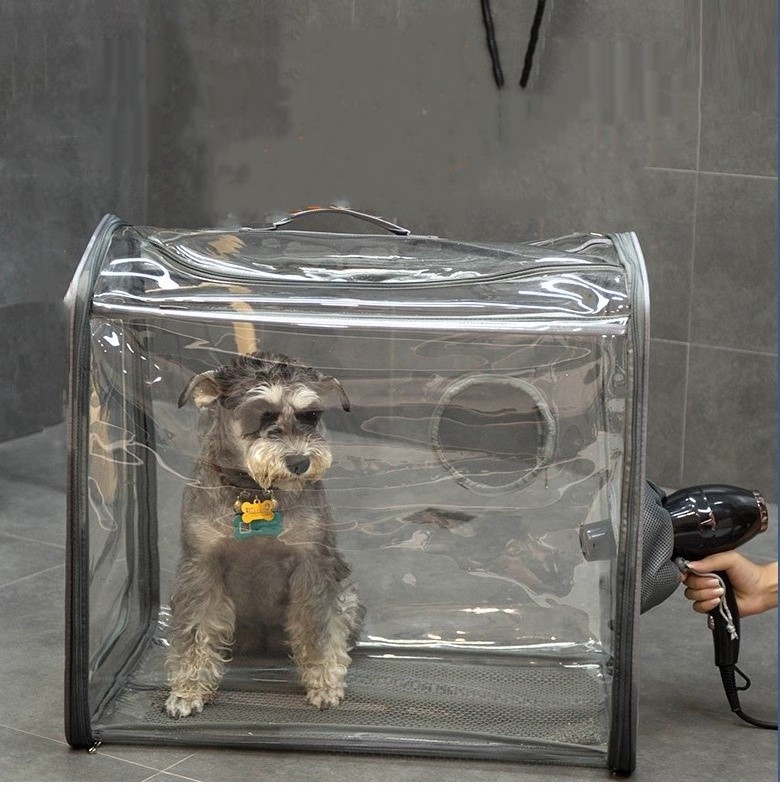 Dog Pet Transparent Drying Box Cat Blowing Drying Bag Foldable Anti Grasping Dog Cat Bathing and Drying Tent Suit for All Dryer