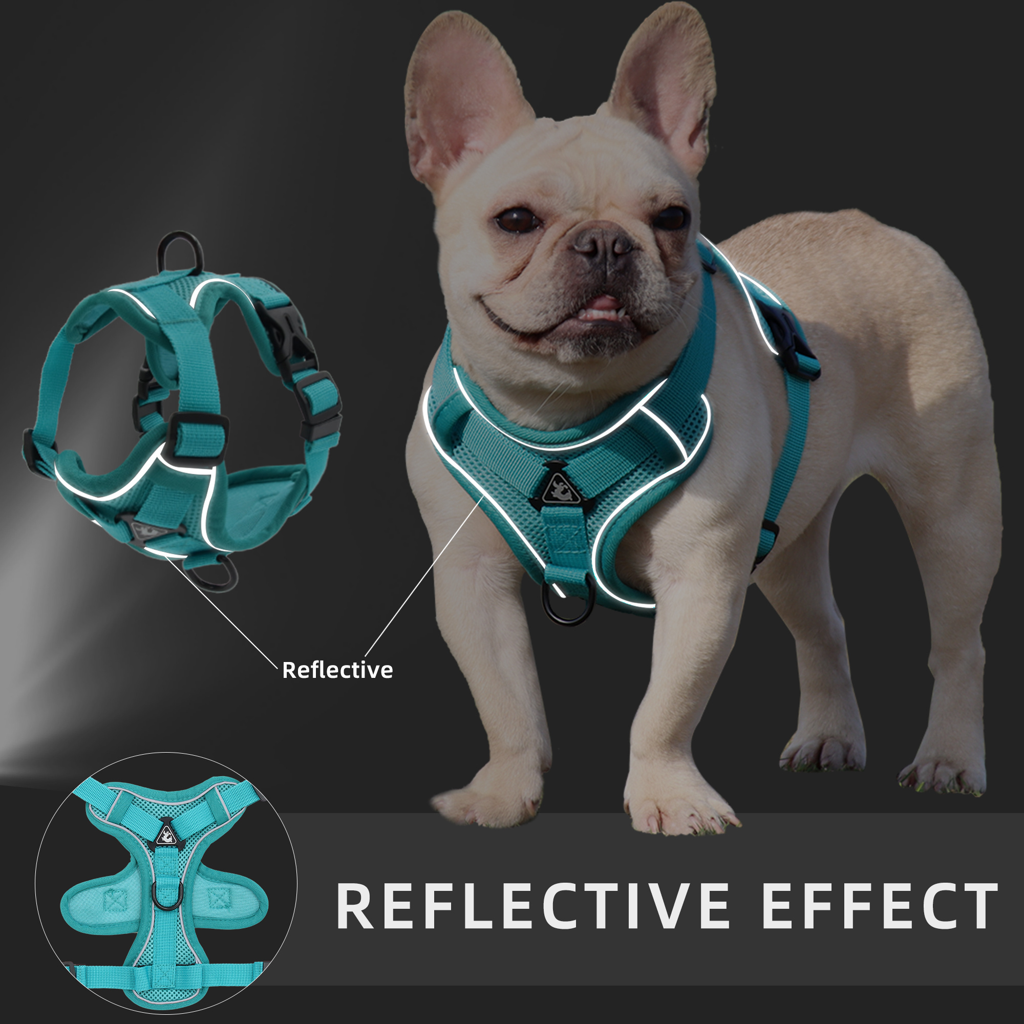 Pet Reflective Nylon Dog Harness No Pull Adjustable Medium Large Naughty Dog Vest Safety Vehicular Lead Walking Running