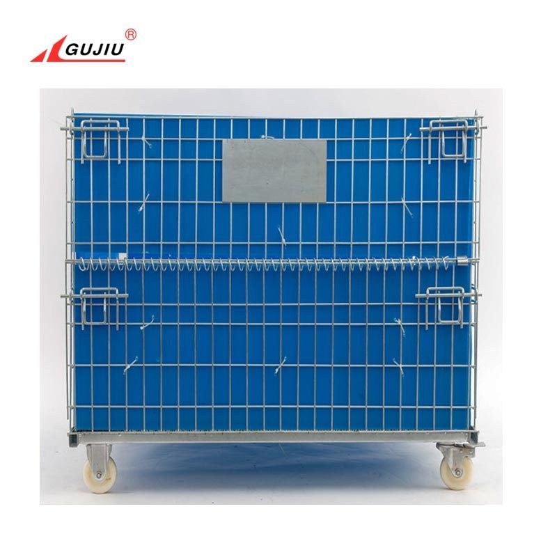 Storing Goods Galvanized Folding Stillages Bins Collapsible Pallet Stackable Steel Storage Wire Metal Storage Crate With Lids