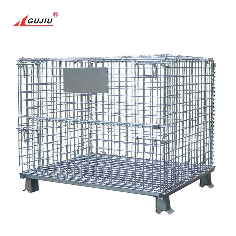 Storing Goods Galvanized Folding Stillages Bins Collapsible Pallet Stackable Steel Storage Wire Metal Storage Crate With Lids