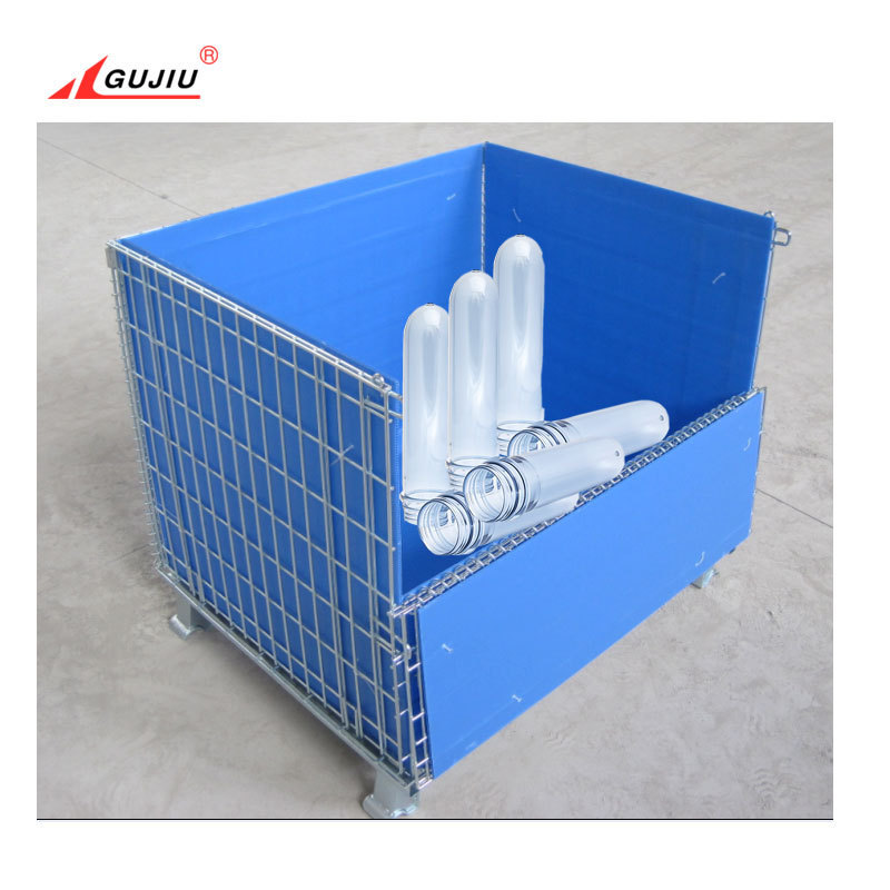 Multi-Purpose Durable Foldable Wire Metal Mesh Container Cargo Metal Stillages Covers Pallet Storage Cage With Pp For Sale