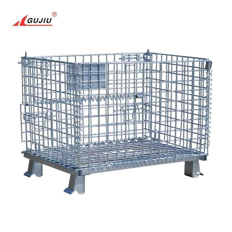 Multi-Purpose Durable Foldable Wire Metal Mesh Container Cargo Metal Stillages Covers Pallet Storage Cage With Pp For Sale