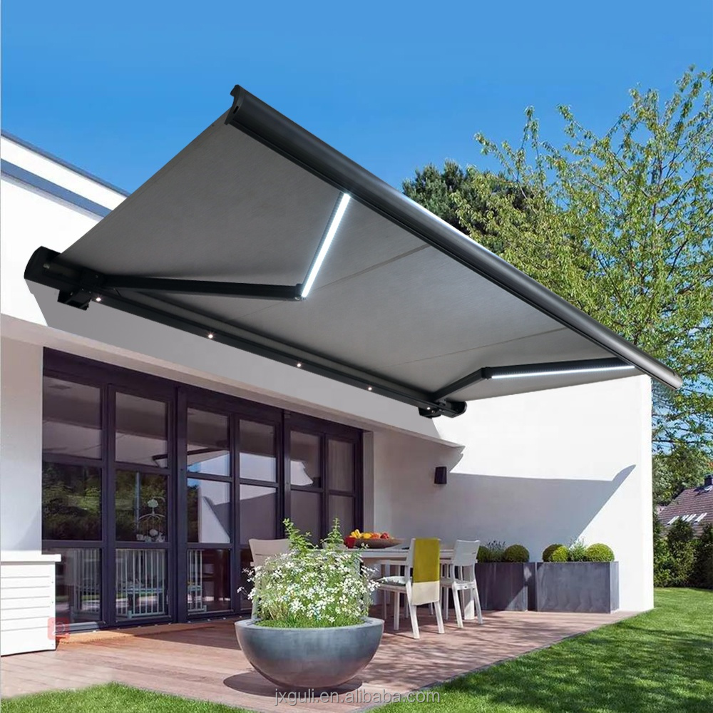 Factory Outdoor Awning Cassette Sunshade Aluminum Motorized Folding Full Cassette Retractable Awning for Patio