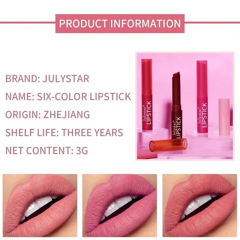 6 Colors Spot Goods OEM Wholesale Lipsticks Durable Waterproof Lip Stick Penis Shaped Lipstick