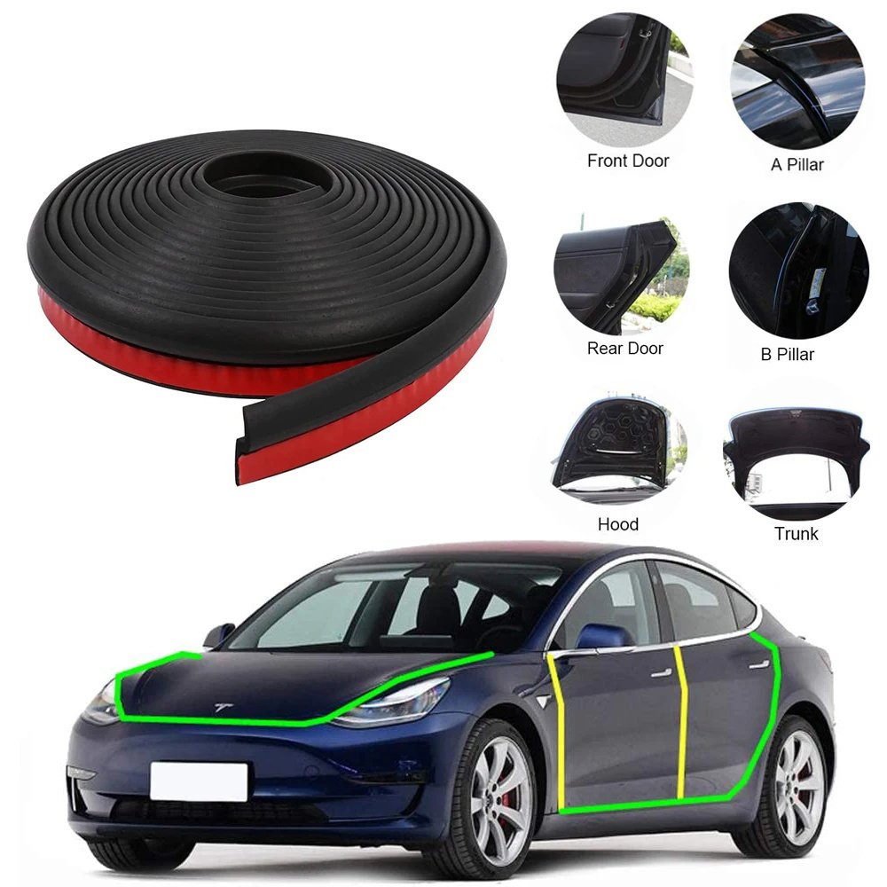 For Tesla Model Y X S 3 Highland Door Seal Kit Soundproof Rubber Weather Strip Sunroof Seal Wind Noise Reduction Kit 2017-2024