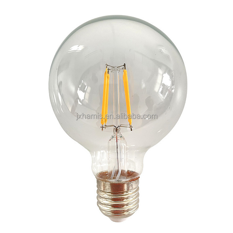 G80 4W E27 Factory supply Very Nice home decoration Clear Glass Softly round light bulb LED Filament Bulb