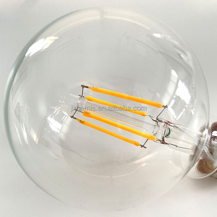 G80 4W E27 Factory supply Very Nice home decoration Clear Glass Softly round light bulb LED Filament Bulb