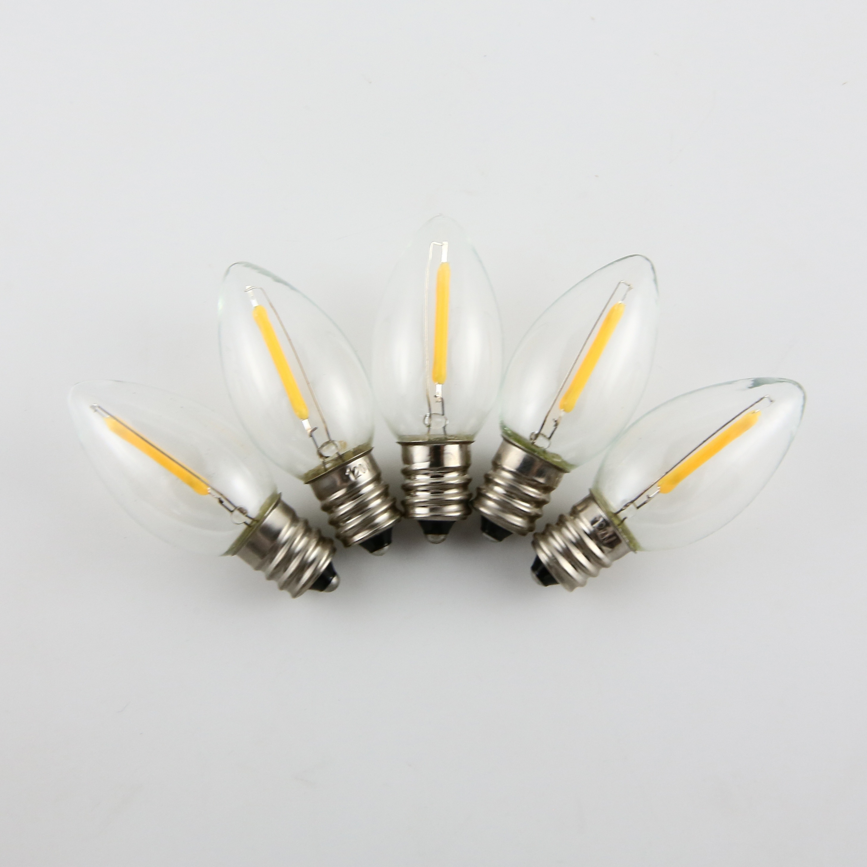 C7 E12 Led String Lights Factory Outlets Led filament bulb Christmas Light Transparent Gold Amber Led bulb