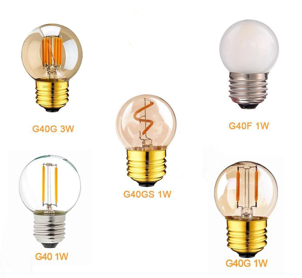 G40 MNI LED bulb Edison filament bulbs 1W 3W warm white 220V 110V LED string lights E26 E27 replace light string outdoor