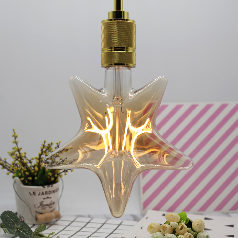 Led Large Bulb Super Large Five-Pointed Star Retro Warm Light Lighting Creative Chandelier Antique Edison Bulb