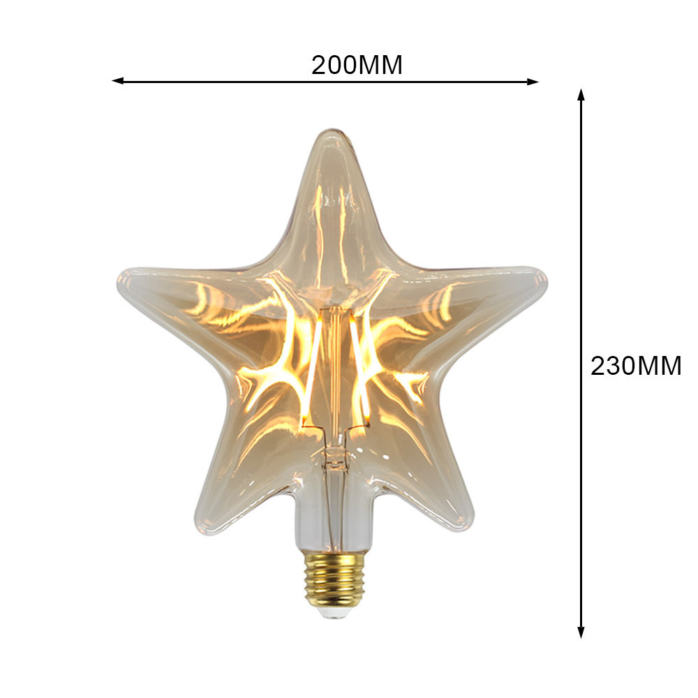 Led Large Bulb Super Large Five-Pointed Star Retro Warm Light Lighting Creative Chandelier Antique Edison Bulb