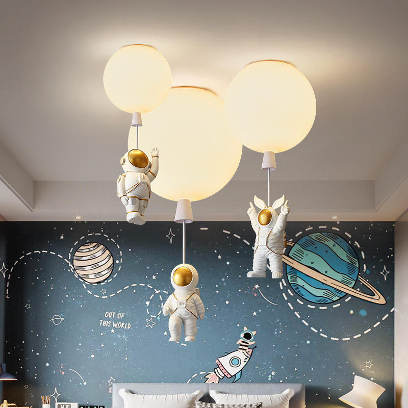 Bedroom Light Children's Room Chandelier Boys Girls Room Light Cartoon creative astronaut space chandelier