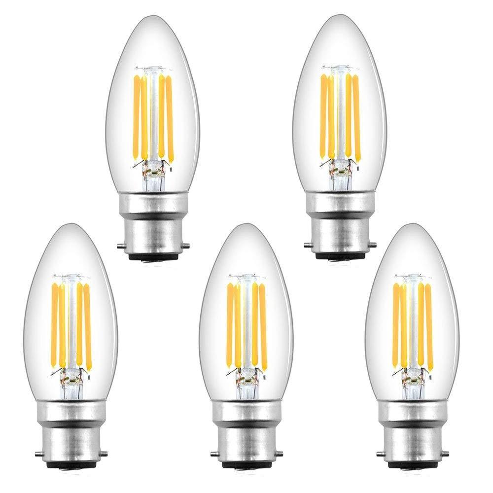 B22 bayonet socket LED candle filament light bulb 4W C35 dimmable vintage Edison warm white 2700K 6000K Equal 40W incandescent