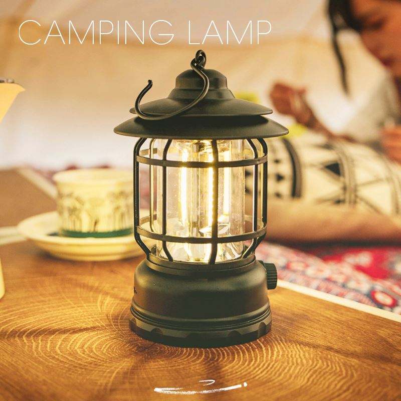 LED USB Rechargeable Camping Light Mini Vintage Metal Hanging Lantern Outdoor Lighting Waterproof Camping Lamp