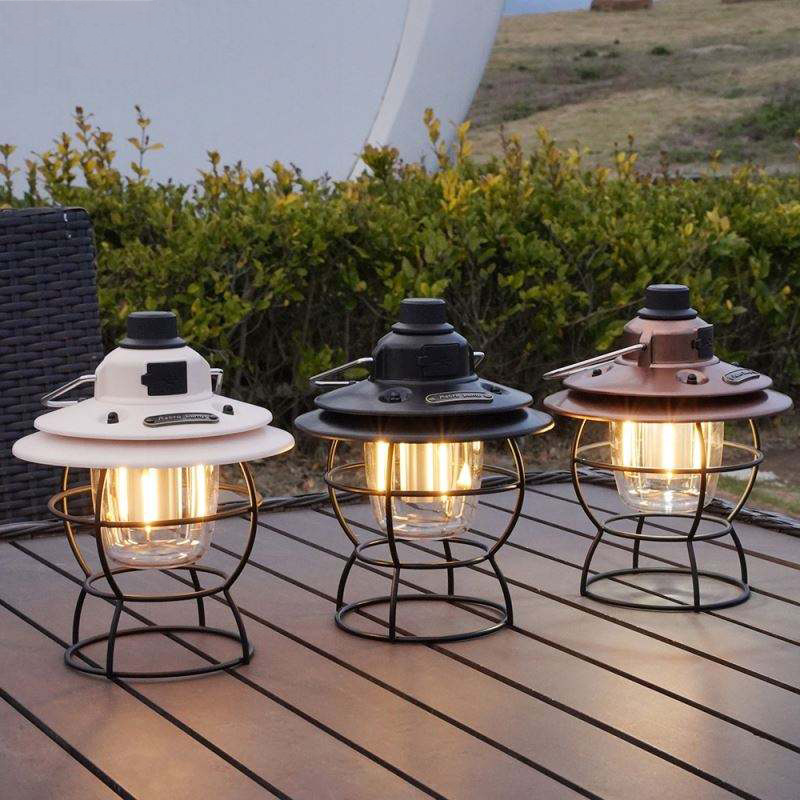 LED Battery Operated Lanterns Hanging Waterproof Lantern with Dancing Flame Outdoor Weatherproof Camping Light Outdoor