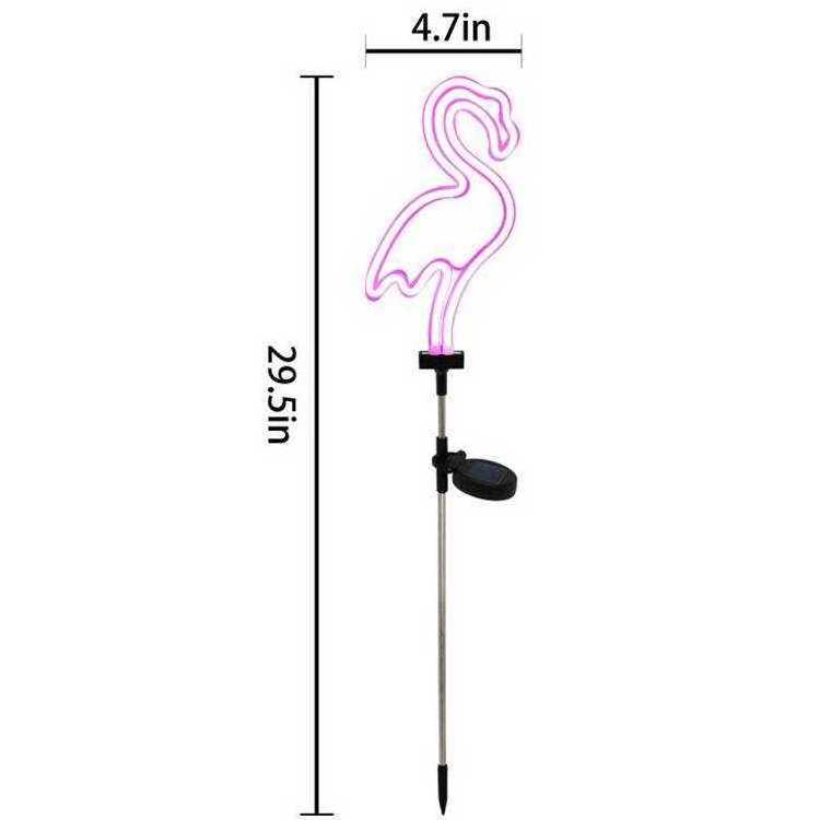 Waterproof solar Hot pink flamingo shaped silicone neon lights outdoor decorative LED solar garden lights