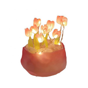 LED Creative Indoor Pumpkin Cup Tulip Night Lights Romantic Ambience Flowers Table Lamp Decoration Birthday Gift Night Light