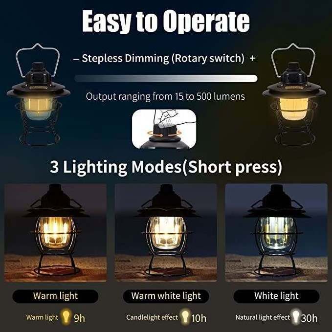 LED Battery Operated Lanterns Hanging Waterproof Lantern with Dancing Flame Outdoor Weatherproof Camping Light Outdoor