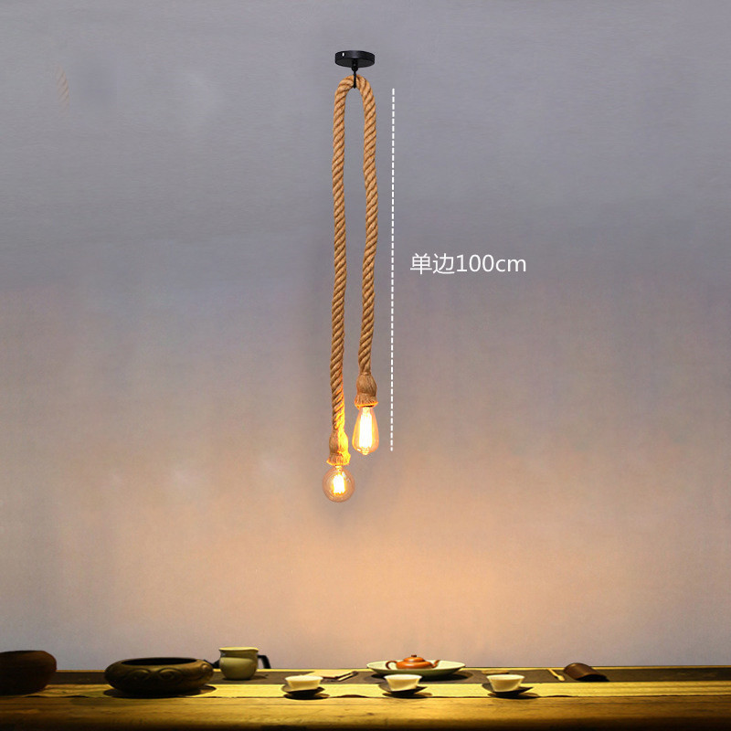 Pastoral Country DIY loft retro pendant lamp e27 hemp rope black canopy light for bar Restaurant dining room