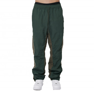 Wholesale Thick Plus Size Loose Nylon Patchwork Jogger Pants Elastic Waist Men Nylon Track Pants