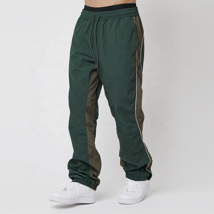 Wholesale Thick Plus Size Loose Nylon Patchwork Jogger Pants Elastic Waist Men Nylon Track Pants BestSuppliers