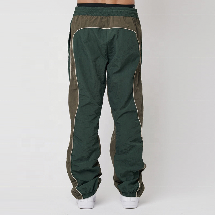 Wholesale Thick Plus Size Loose Nylon Patchwork Jogger Pants Elastic Waist Men Nylon Track Pants