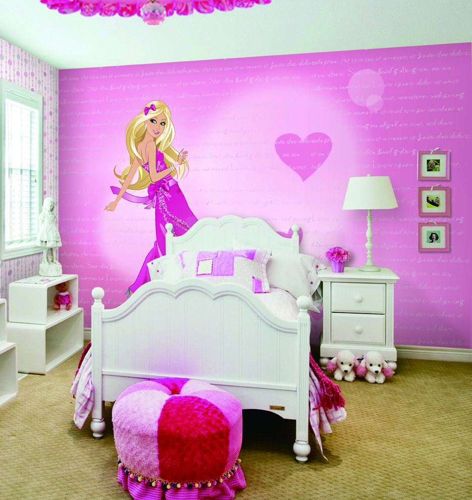 Princess Style Bead Curtain Design Girl Bedroom Vinyl Wallpaper