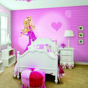 Princess Style Bead Curtain Design Girl Bedroom Vinyl Wallpaper