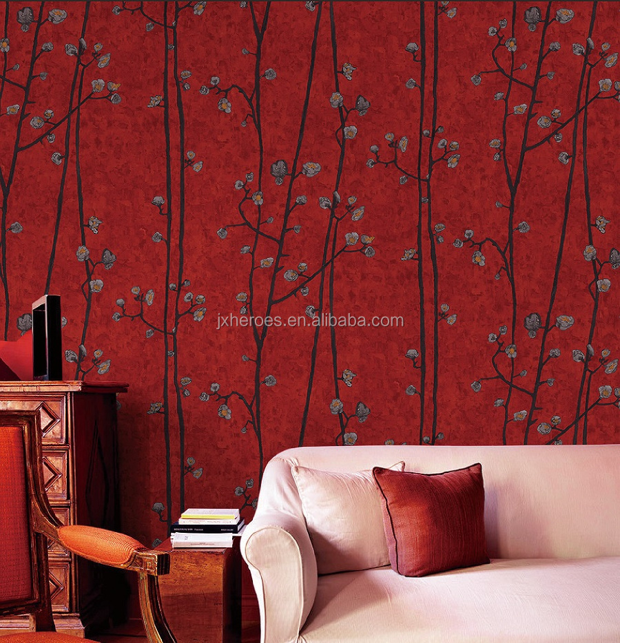 Exquisite Hand Painted Plum Blossom Japanese Style Home Wall Paper Wallpaper Designer