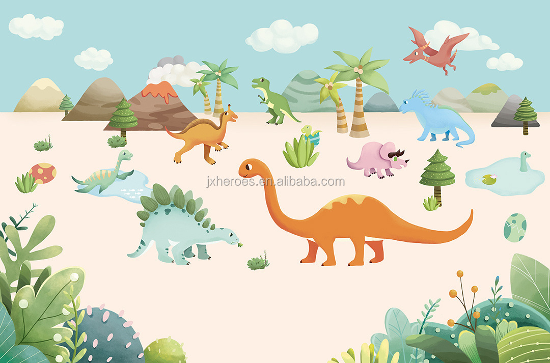 Boys and Girls Favorite Dinosaur Series Children Room Wall Mural Kids Wallpaper